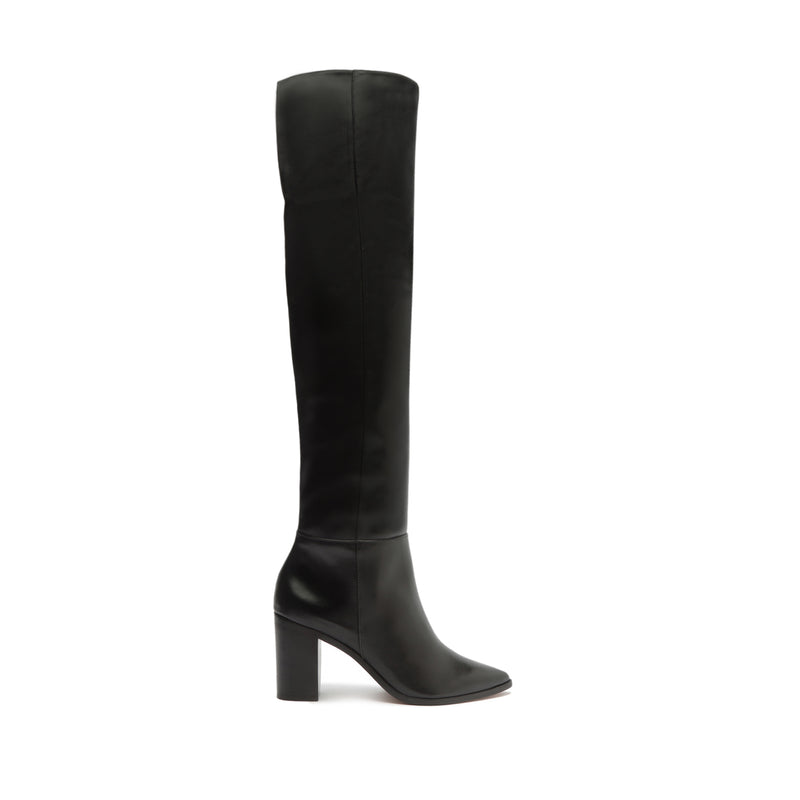 Mikki Block Over the Knee Leather Boot Boots Fall 23 5 Black Atanado Leather - Schutz Shoes