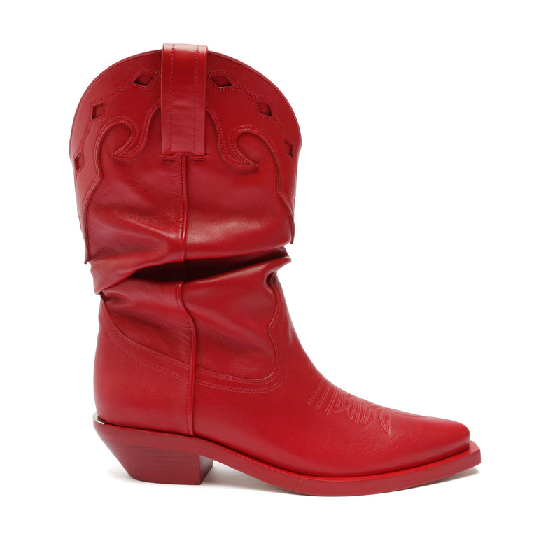 Zachy Casual Leather Bootie Booties Fall 23 5 Scarlet Nappa Leather - Schutz Shoes